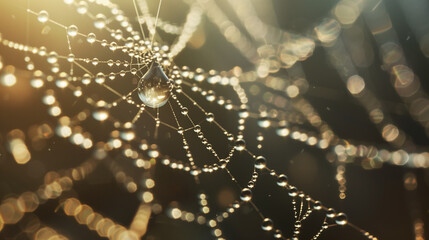 dew drops on a web