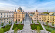 Aerial panorama of Plac Wolnosci (Liberty square) in Lodz, Poland