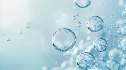 flowing water bubbles,water molecule,bubbles, light blue gradient,minimalism