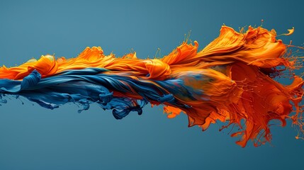 Abstract background illustration of colored floating liquid in blue, orange, and pink pastel colors.