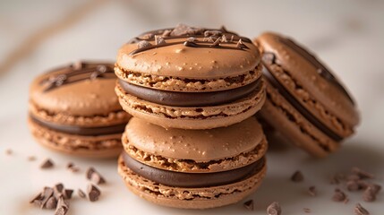 chocolate macaroon on the table, tasty sweet dessert