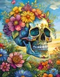 human skull all in flowers - beautiful graphic for t-shirt ver 3