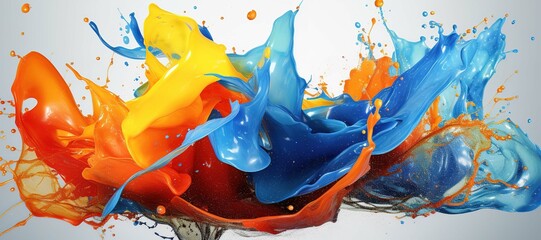 Canvas Print - colorful watercolor ink splashes, paint 378