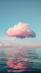 Wall Mural - Pink cloud floating above the sea.