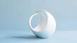 White 3d render abstract layered curved object with a hole, isolated on a simple blue background, minimalism, moderng