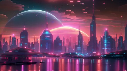 Aufkleber - A modern urban landscape featuring advanced architecture with a futuristic skyline in the background.
