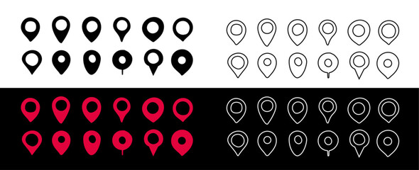 Leinwandbilder - Hand drawn location pin icon. Doodle map pin place marker. Location icon. Cartoon map marker pointer icon set. GPS location symbol collection.