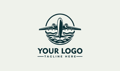 Poster - airplane vector logo design airplane with spread wings