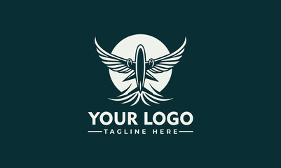 Poster - airplane vector logo design airplane with spread wings