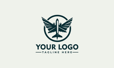 Sticker - airplane vector logo design airplane with spread wings