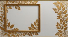 White Square With Gold Leaves And A Golden Frame, 