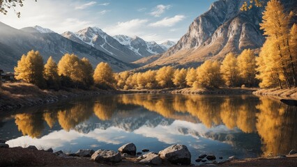 Sticker - lake in autumn