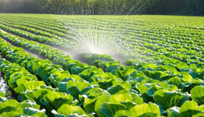 Wall Mural - Famous lettuce growing areas. Cultivated field: fresh green salad bed rows.