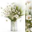 Summer bouquet of wildflowers poppy chamomile wheat isolated on white background