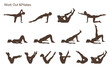 Set of pilates and work out icons. Women's silhouette of sport and yoga works. Vector illustration.