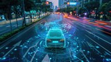 Fototapeta  - AI-Powered Sensors Uncover Anomalies in Electric Vehicle Performance