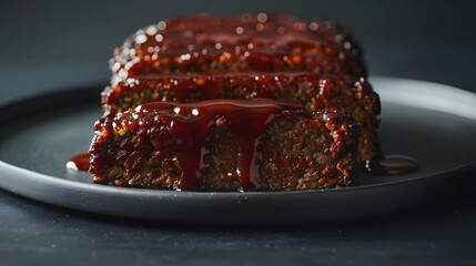 Wall Mural - a beef meatloaf, sliced with a ketchup glaze