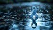 Blue ribbon floating in water. Prostate Cancer Awareness, Men's health care concept, Movember november blue, world diabetes day.