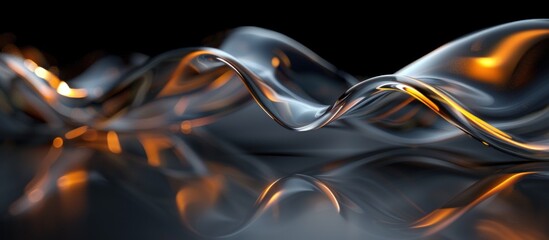 Poster - Black Background With Gold and Silver Waves