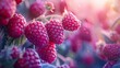 ripe organic raspberries macro on a colorful background capturing the freshness of summer berries