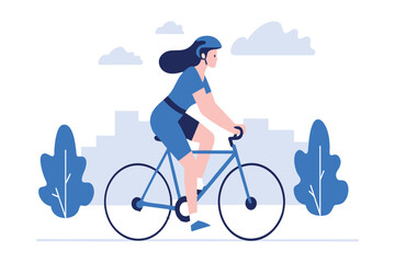 Wall Mural - A female cyclist enjoys a ride among trees