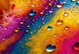 Fototapeta Kwiaty - Bright abstract colorful background with transparent drops and bubbles