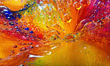 Fototapeta Kwiaty - Bright abstract colorful liquid background with drops, splash and bubbles