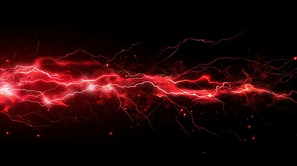 Wall Mural - Lightning modern electric power effect isolated on black background. Red spark blast illustration. Lightning magic spell attack. Neon neon thunderstorm energy discharge.