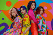 © Running opossum - Vibrant and stylish k-pop girl group posing with confidence against a bright graffiti background, showcasing trendy and colorful outfits that reflect the dynamic energy of korean pop music culture
