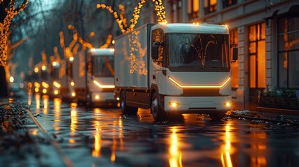 electric delivery fleets helping businesses achieve sustainability goals. photorealistic. hd.