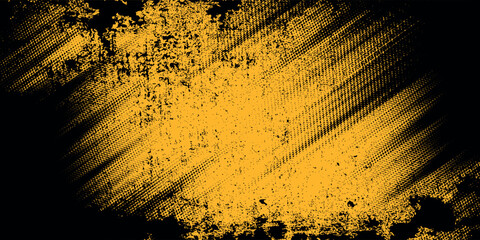 Wall Mural - Yellow and dark blue halftone dots gradient grunge texture background color pattern. Vector illustration.