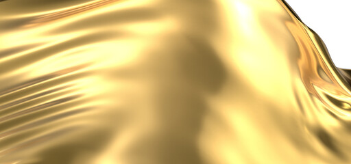 Poster - Radiant Drapery: Abstract 3D Gold Cloth Illustration with a Luminous Presence