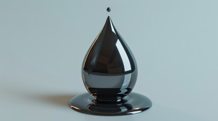 Wall Mural -   A black-and-silver vase with a single drop of water dripping from its spout on a pristine white background