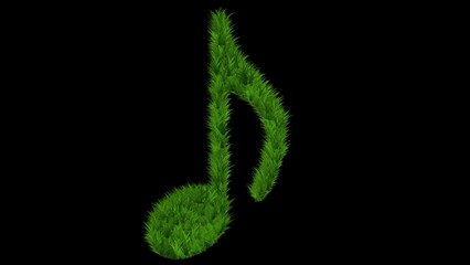 Wall Mural - Music symbol with green grass effect on plain black background