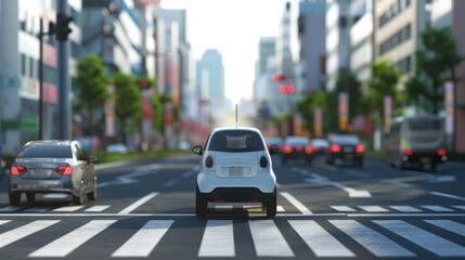 Poster - Smart autonomous car scans the road, operates the machine, and automatically stops at crosswalks.