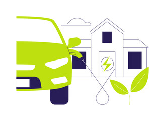 Wall Mural - In-home EV charger abstract concept vector illustration.