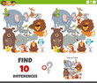 differences activity with cartoon wild animals group