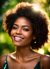 Wall Mural - portrait of a beautiful black woman. Selective focus.