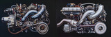 Fototapeta  - Detailed Comparison of Turbo Engine and Regular Engine: Advanced Power Vs Simplicity