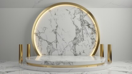 Leinwandbilder - Luxury podium backdrop for product display. Gold, marble and white minimalist background.