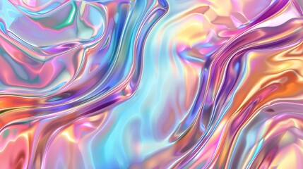 Aufkleber - A holographic background with an abstract 3D art curve shape.