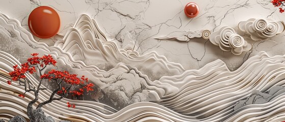Poster - This is an abstract background with geometric elements made from Japanese patterns and icons. The template modern has Japanese patterns and icons.