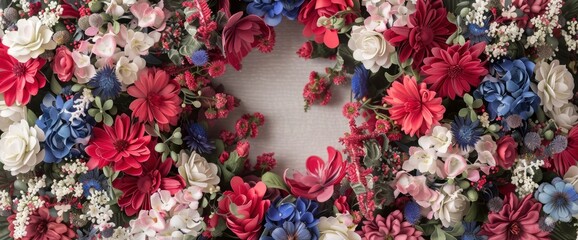 Wall Mural - Patriotic wreaths using foam wreath forms and silk flowers , professional photography and light