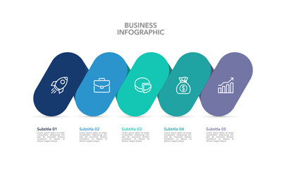 5 process infographic spring design template. Business growth presentation. Vector illustration.