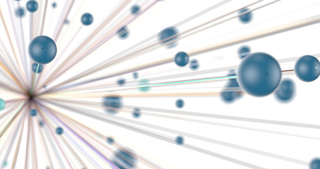 Fototapete - Gene lines and nodes, biological gene structure, 3d rendering.