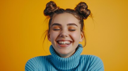 Sticker - A Joyful Young Woman Smiling