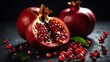 © Bendix - Fresh Pomegranate - Vibrant, Juicy, Slice, Exposed Seeds, Realistic Close-Up Image