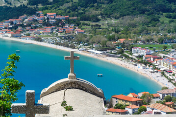 Wall Mural - baska, croatia, 29 april 2024, panoramic view of the bay from the cemetery