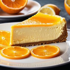 Wall Mural - slice of orange cheesecake