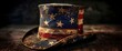 Uncle Sam's hat with stars and stripes. , professional photography and light